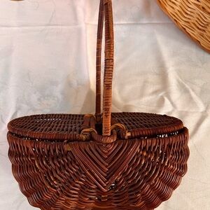 Farmhouse egg basket double lids wicker basket country decor garden basket